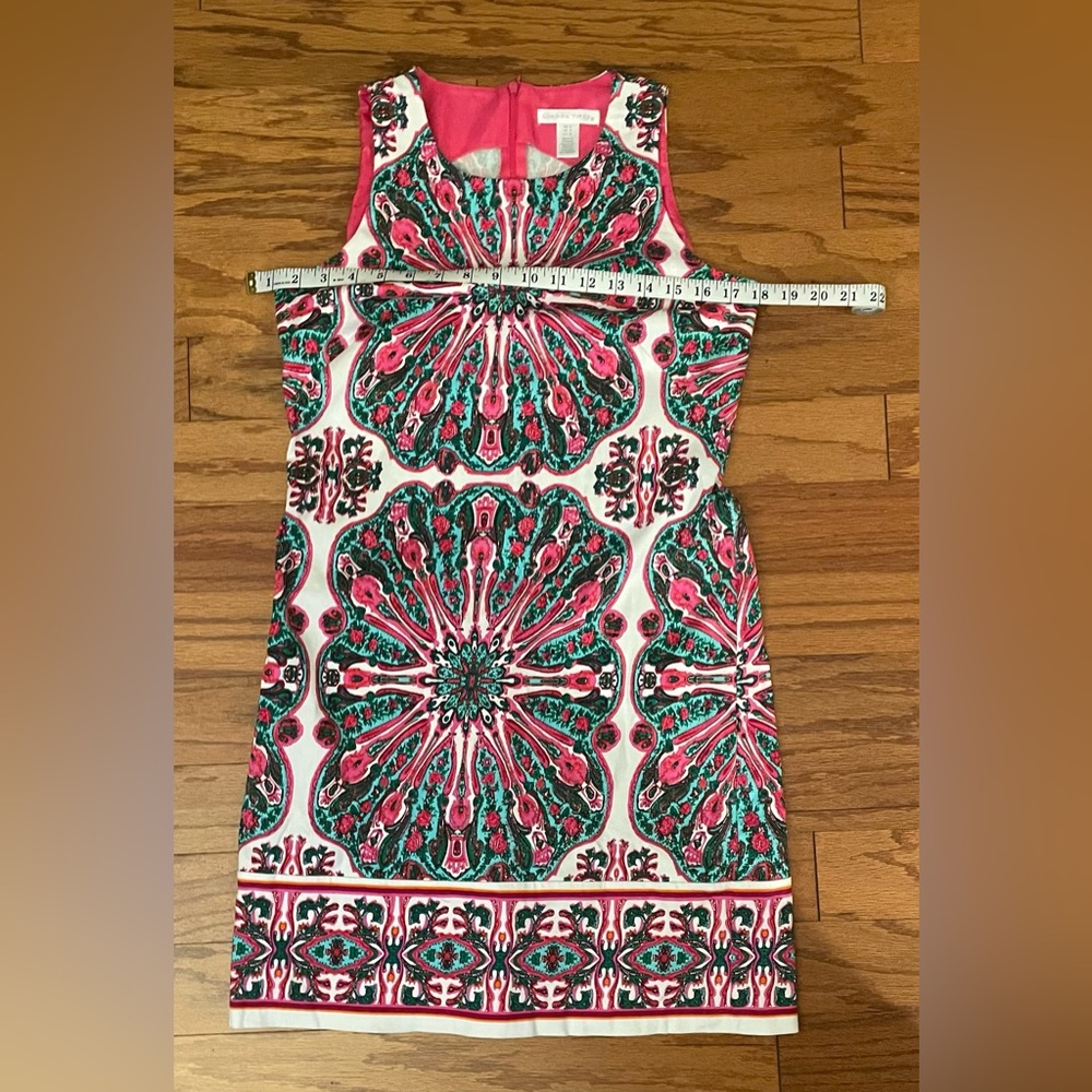 London Times- Pink and Green Floral Dress Size 4 - Picture 8 of 11